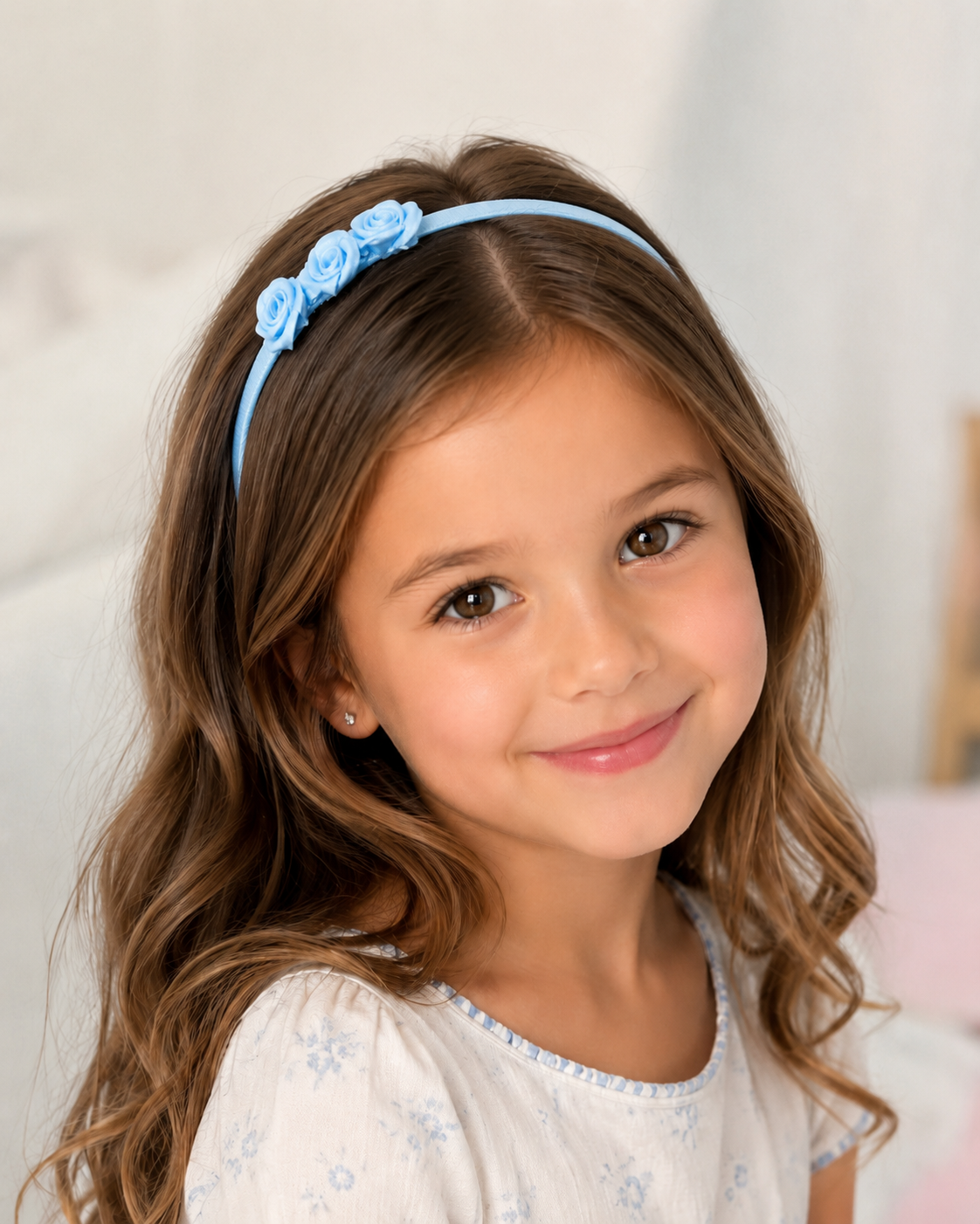 Diadema niña con flores – Morado y Azul