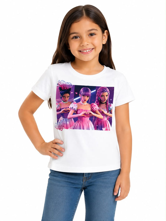 Blusa niña blanca con estampado juvenil