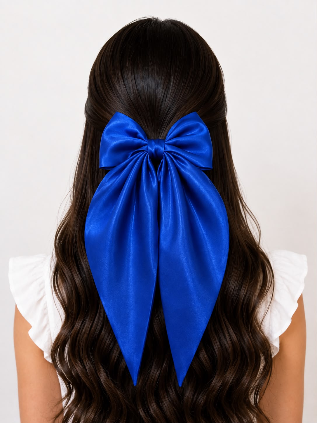 🎀 Moño niña azul rey satinado