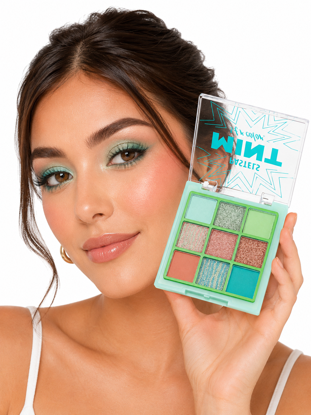 Paleta de sombras 9 tonos verde y coral
