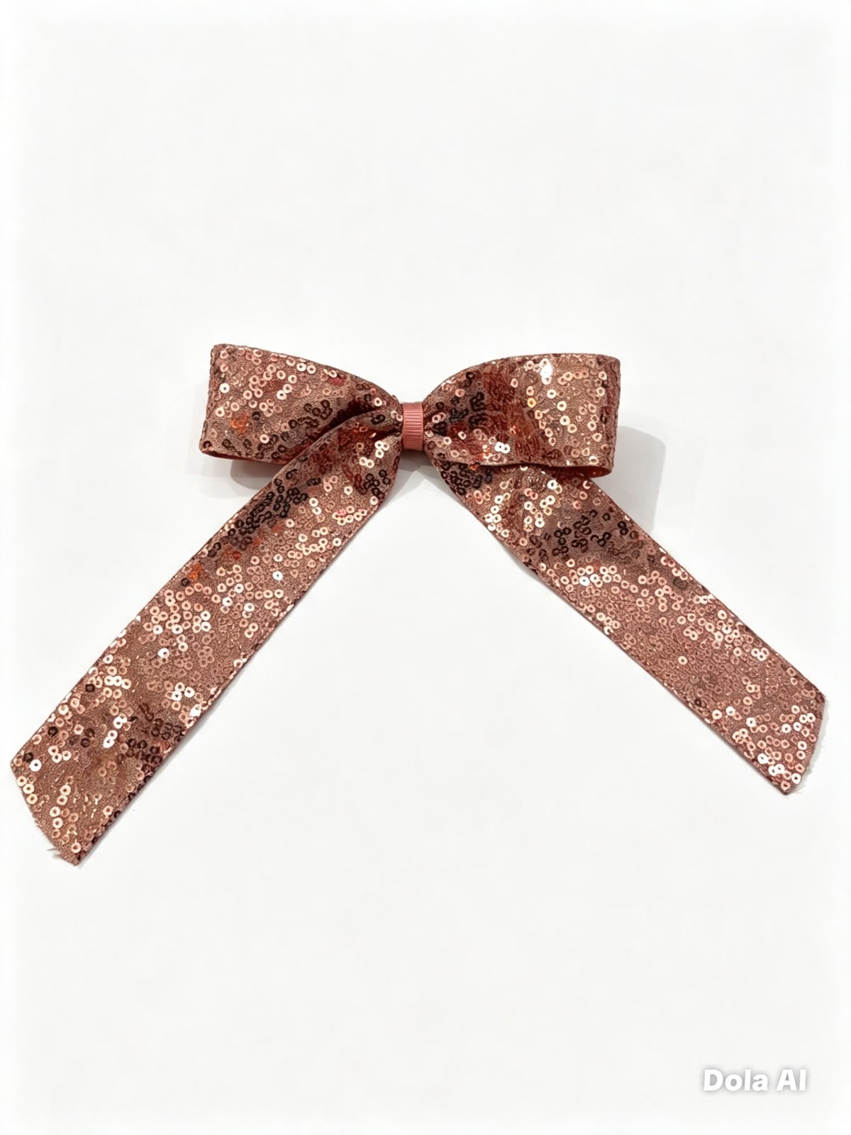 Moño chico niña de lentejuelas rose gold