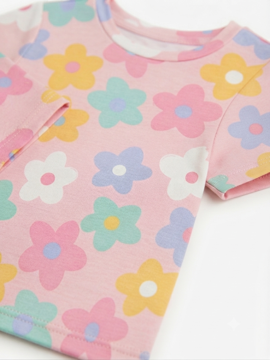 Blusa niña floral de manga corta