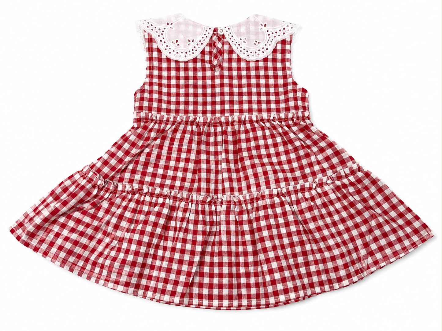 Vestido niña cuadros Vicky con bordado fresas