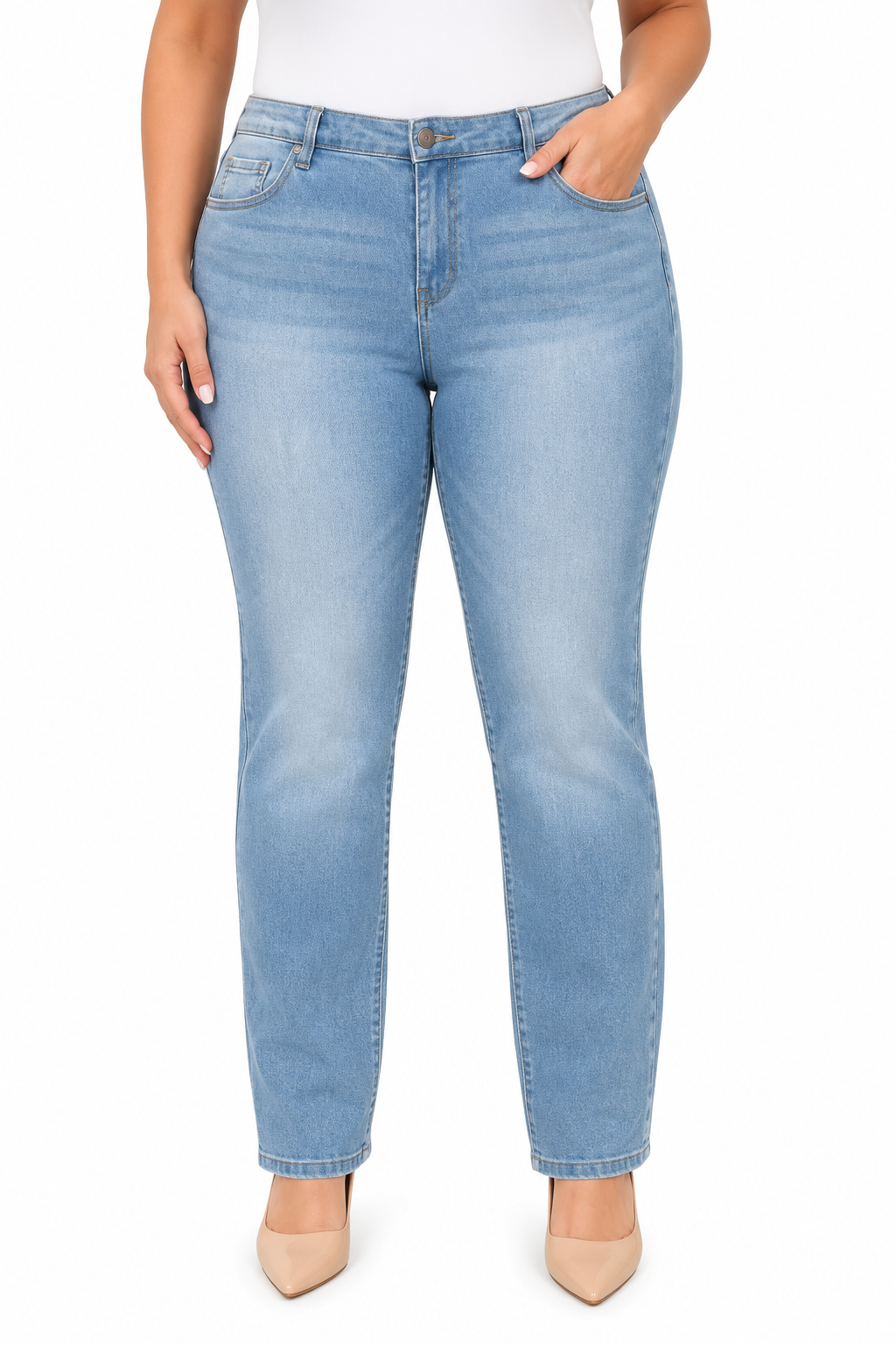 Pantalón dama mezclilla skinny plus azul claro