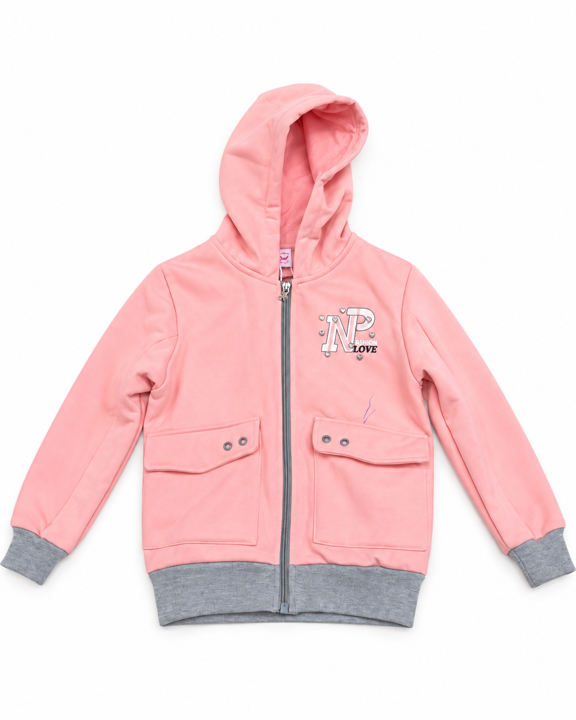 Set niña de 2 piezas rosa con sudadera y pantalón deportivo