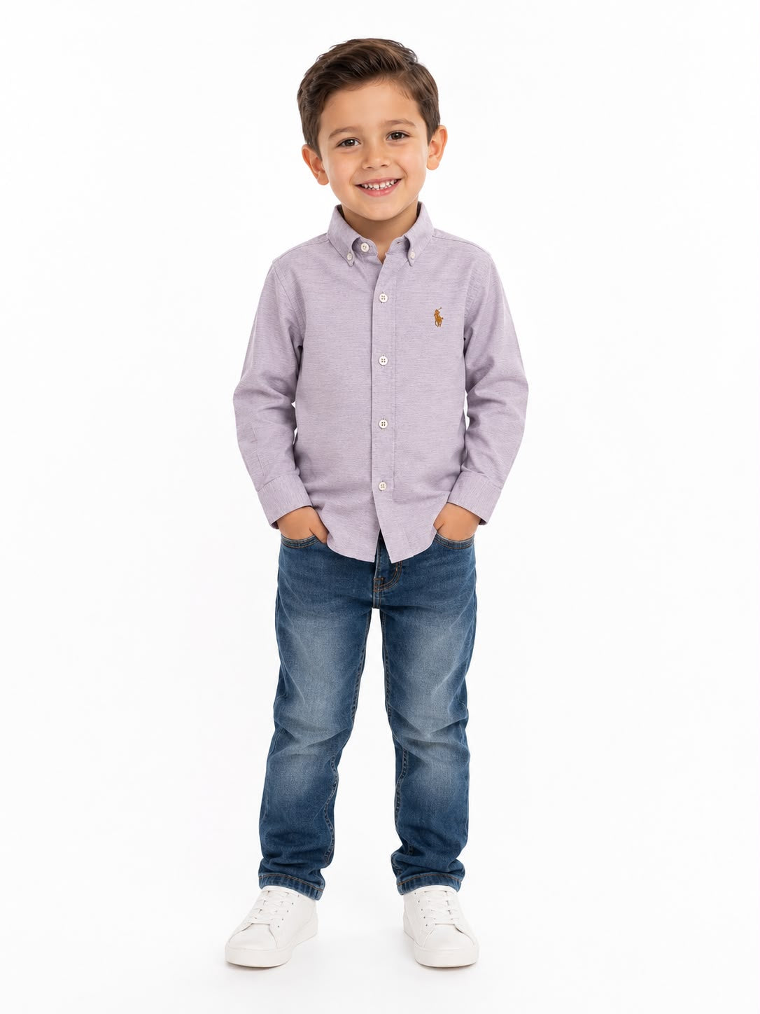 Camisa niño manga larga con cuello mao