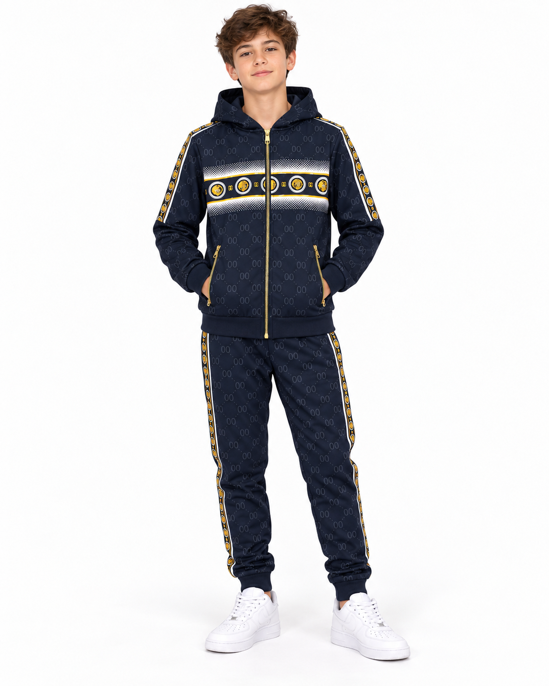Set niño azul marino con detalles dorados