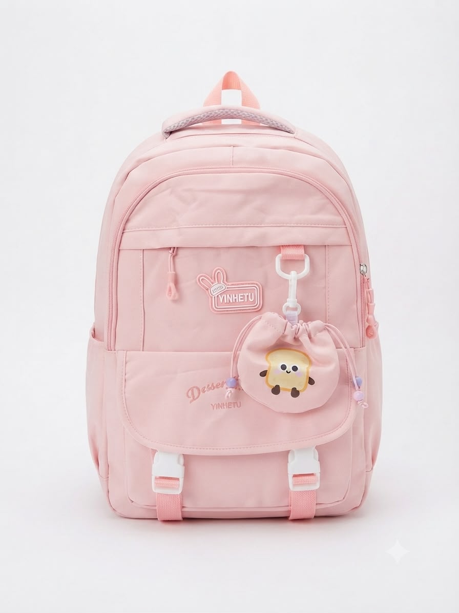 Mochila juvenil rosa con monedero 🎒🩷