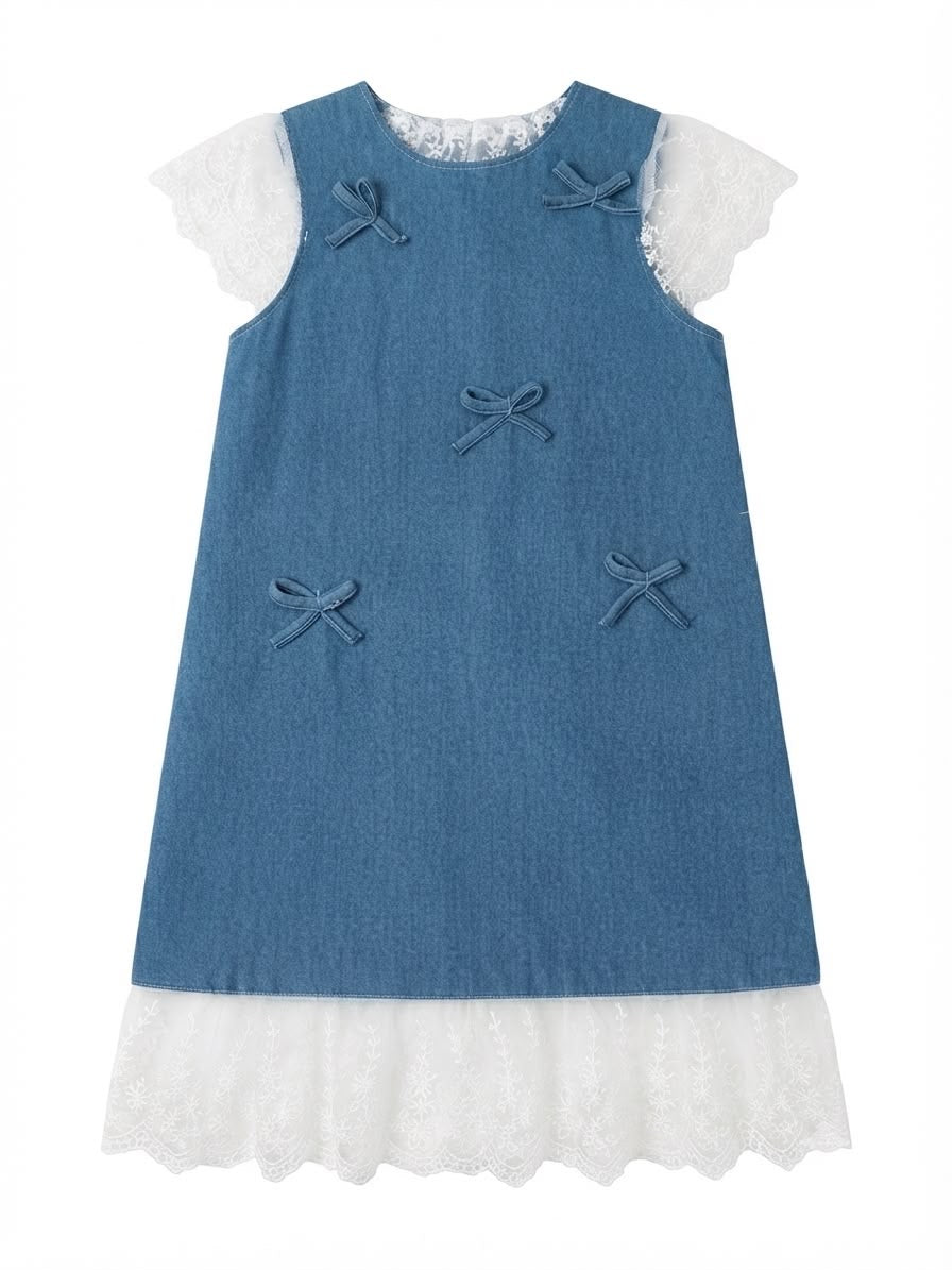 Vestido niña mezclilla encaje orillas