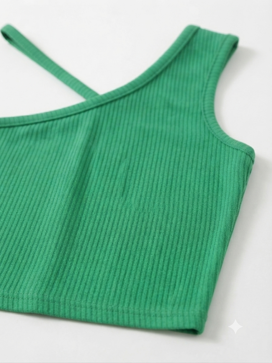 Blusa niña verde de un hombro