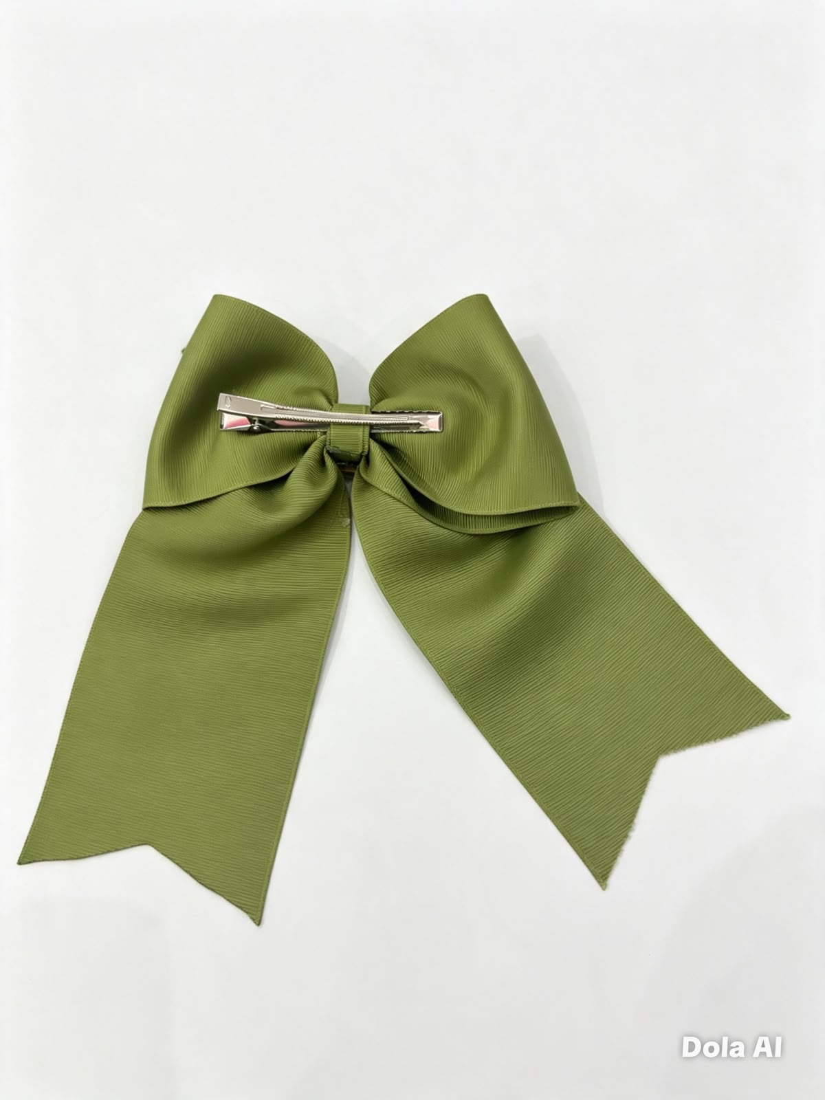 🎀 Moño niña verde olivo con broche tipo joya