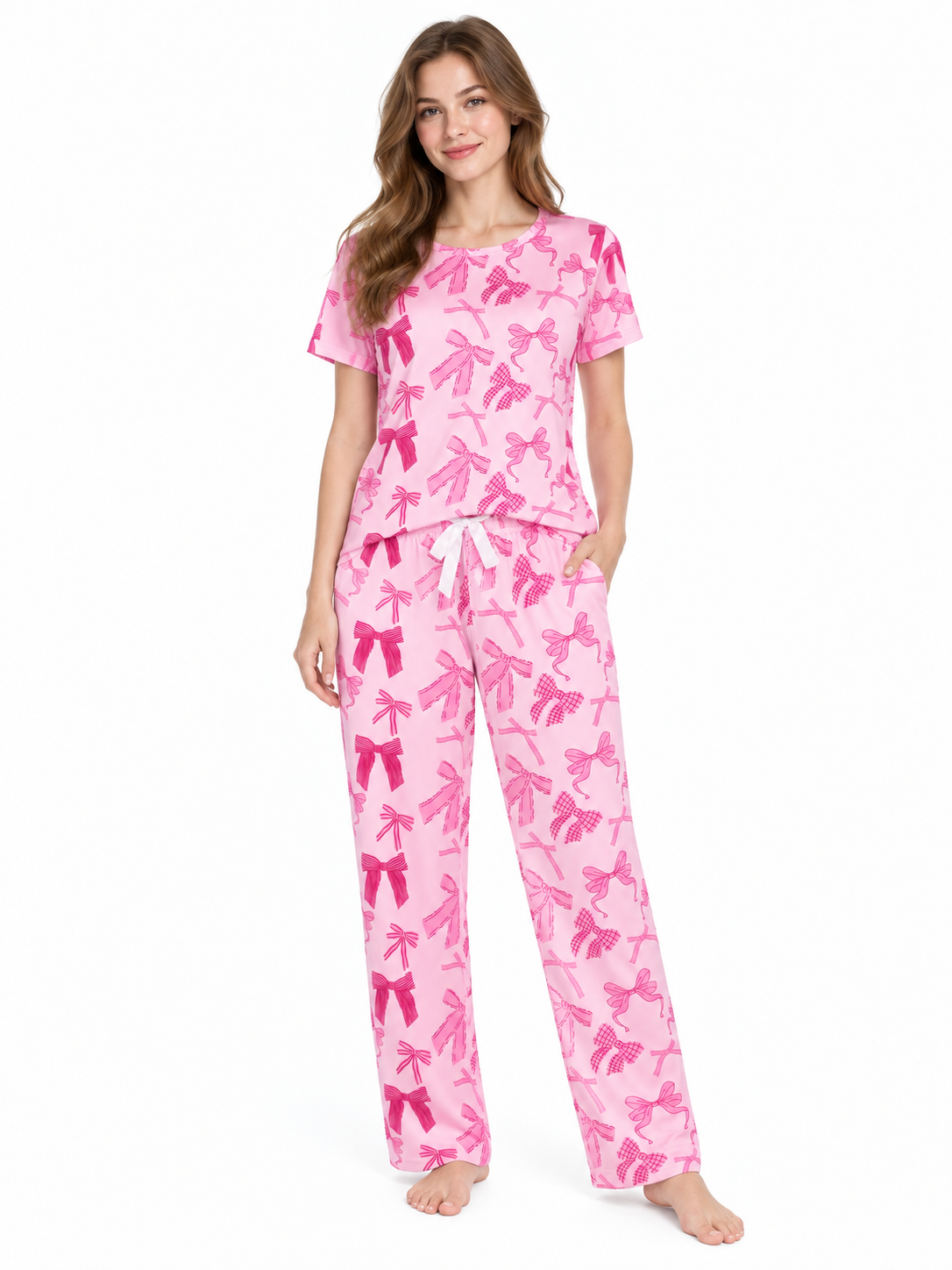 Pijama mujer 2 piezas estampado de moños 🎀
