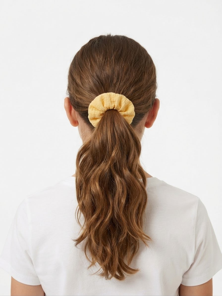 Liga cabello accesorio scrunchie amarilla