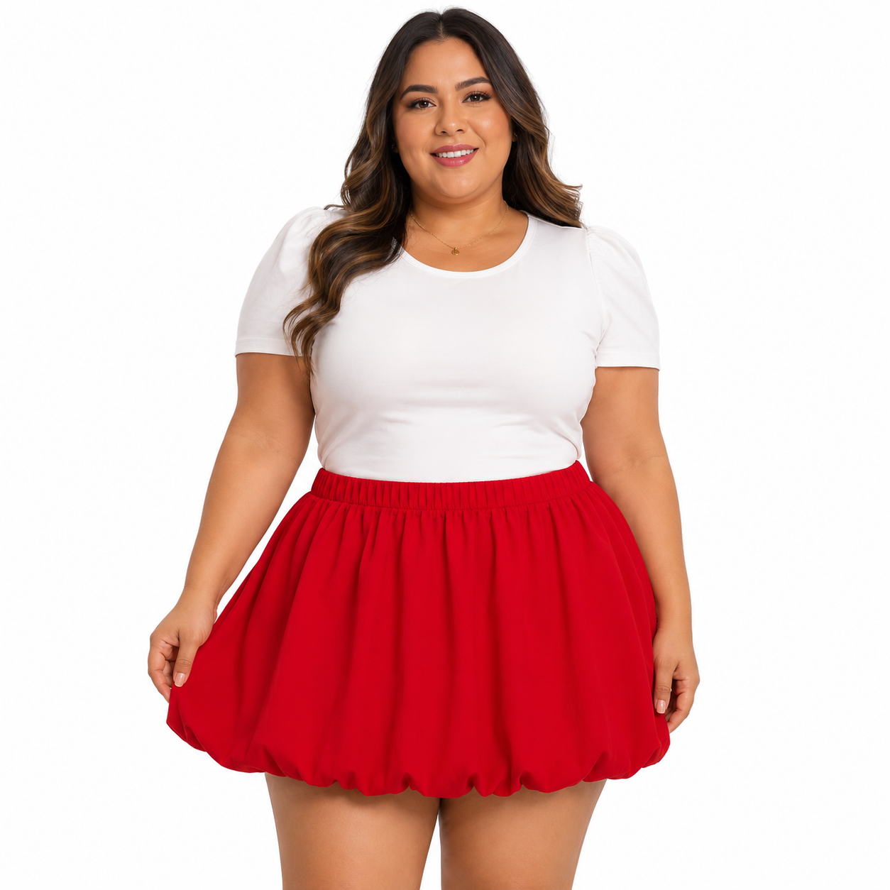 Falda Dama OFERTA Globo Color Rojo | Cintura Elástica | Moda Casual y Elegante