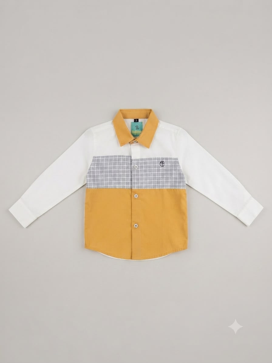 Camisa niño manga larga de bloques de color