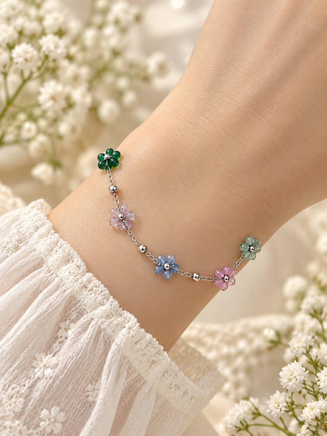 Pulsera dama con flores
