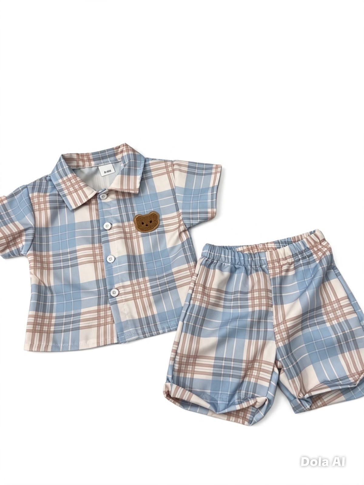 Set niño de cuadro azul con short