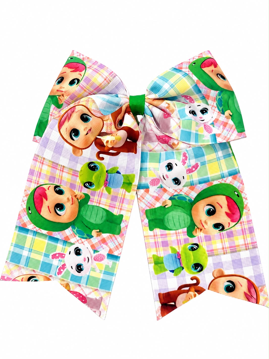 Moño niña multicolor con personajes infantiles 🎀🌈