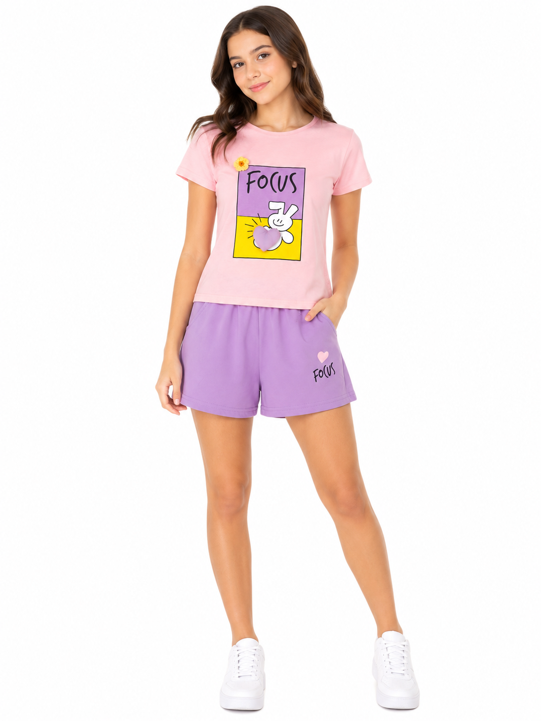 Set niña playera y short estampado