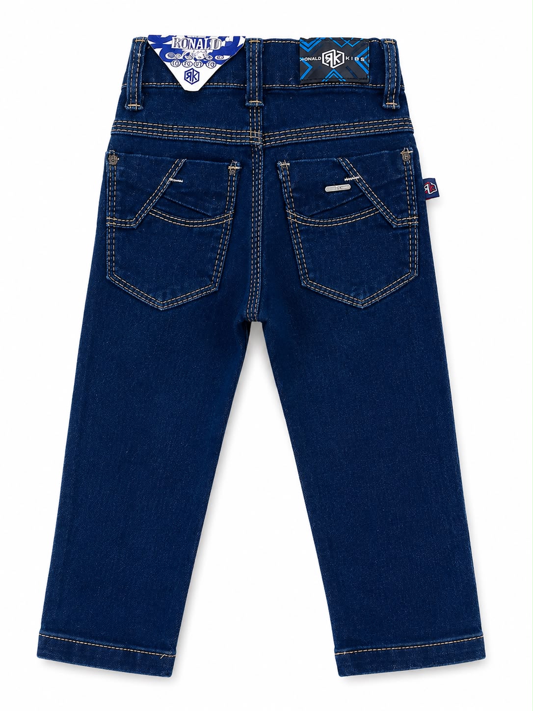 Pantalón niño mezclilla azul oscuro con efecto deslavado