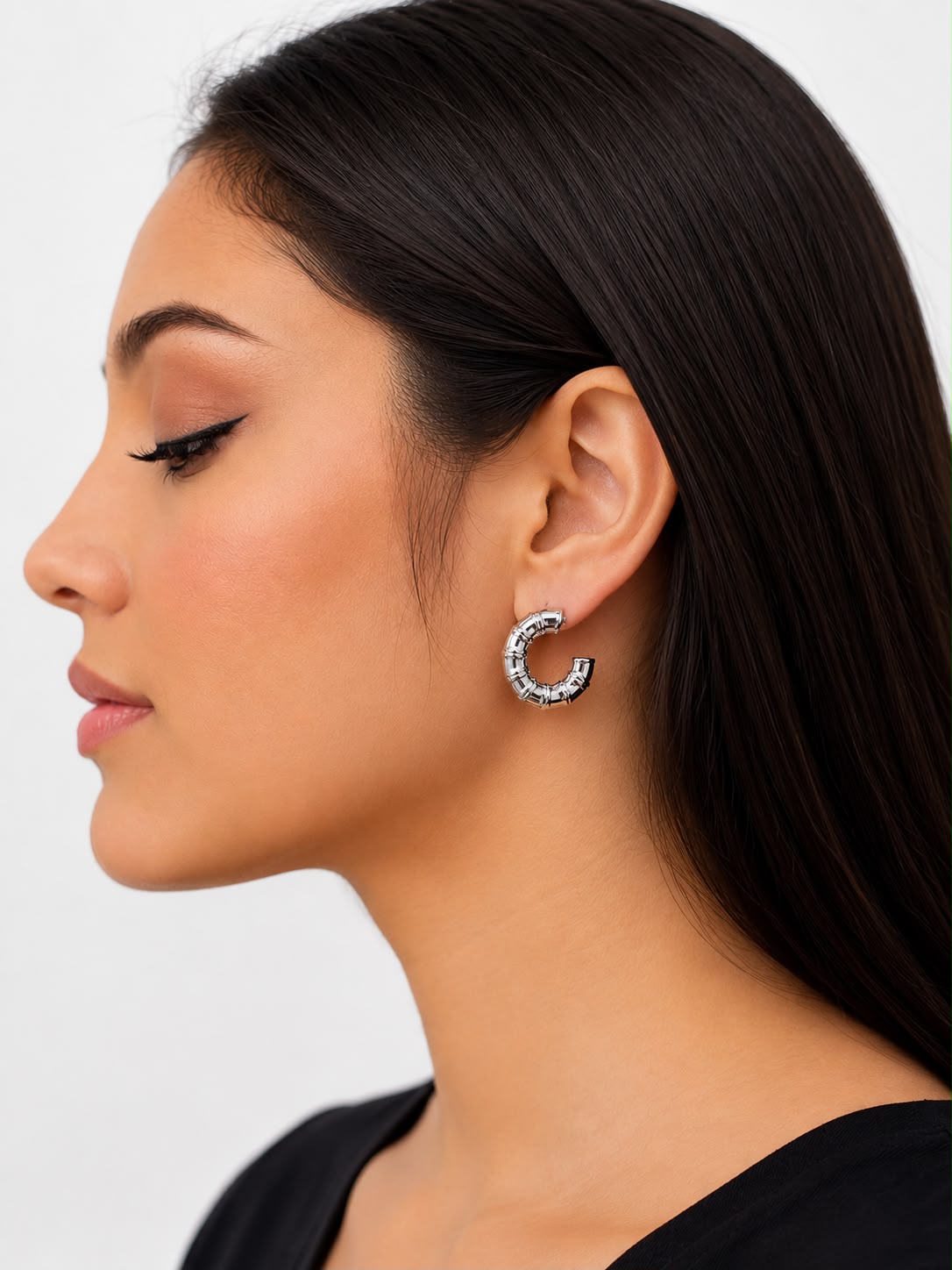 Aretes arracada texturizada plateada