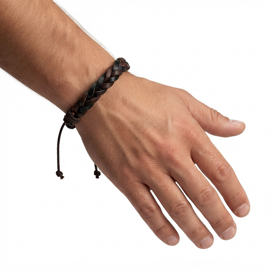 Pulsera caballero trenzada ajustable 🤎🖤