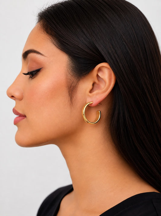 Aretes argolla clásica Dorada
