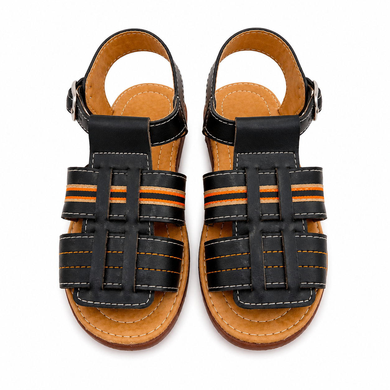 Huaraches niño OFERTA – negros con detalles naranja 🖤🧡