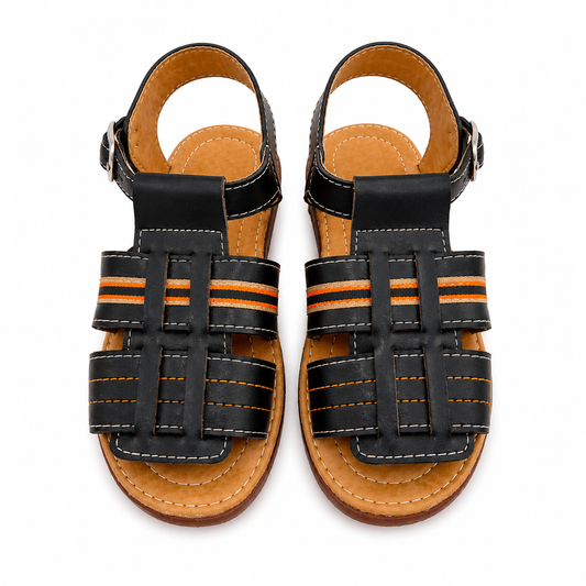 Huaraches niño OFERTA – negros con detalles naranja 🖤🧡