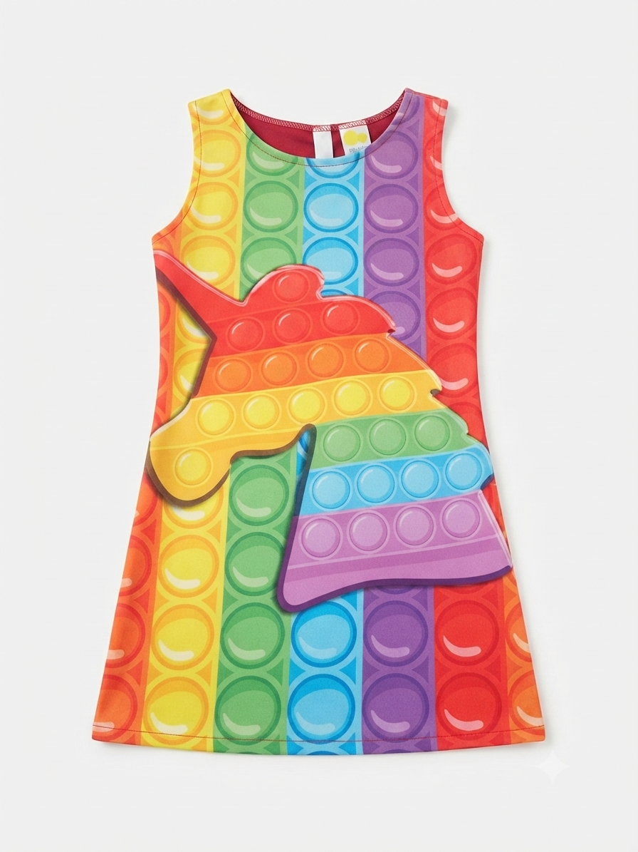 Vestido niña Pop It unicornio multicolor