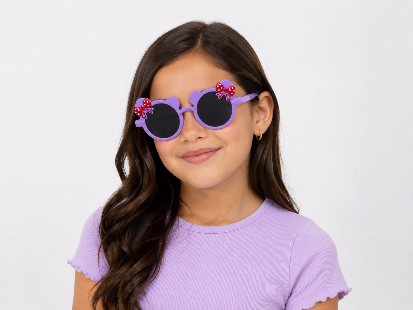 Lentes niña con moño morado