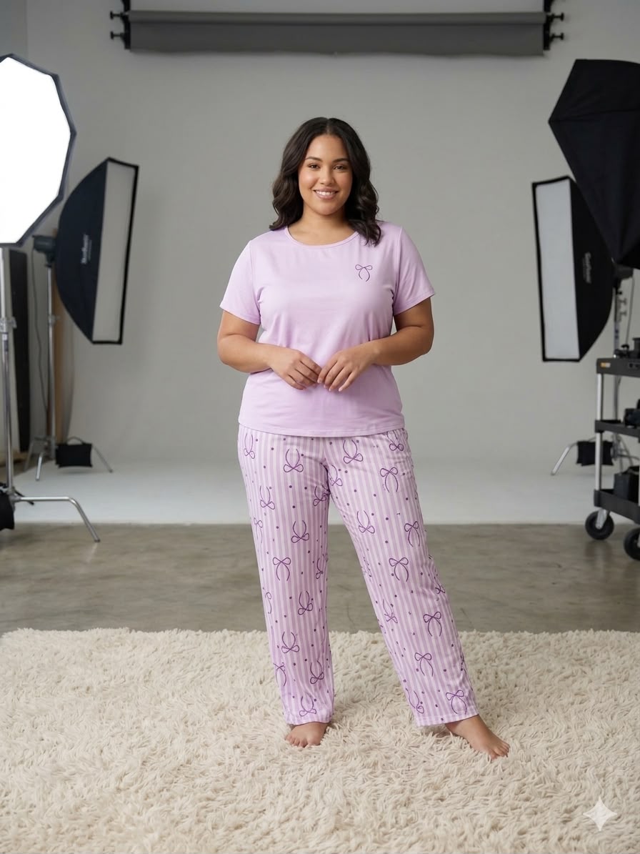 Pijama Dama Moñitos Lila 💜✨
