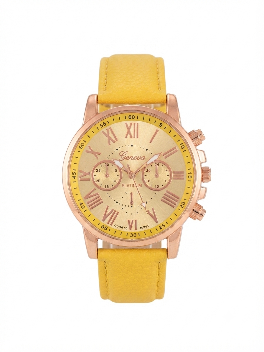 Reloj dama amarillo con bisel oro rosa y carátula dorada