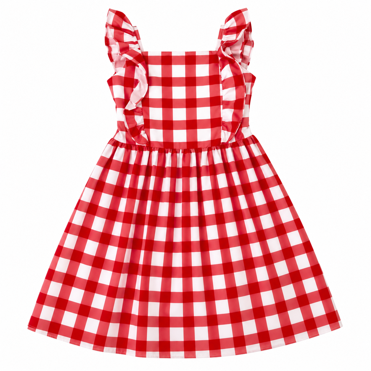 Vestido niña cuadros rojo con blanco