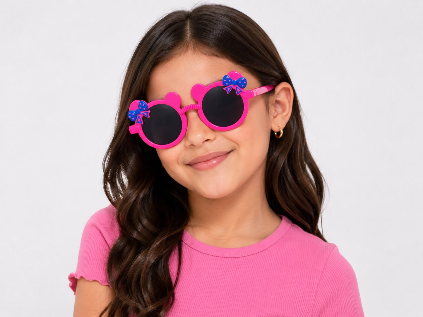Lentes niña con moño rosa