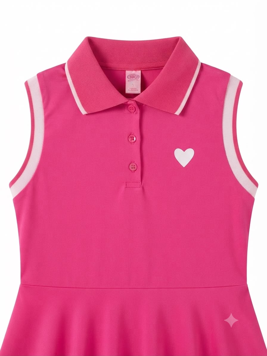 Vestido niña tipo polo rosa toque deportivo
