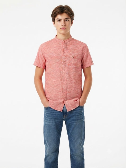 Camisa niño de manga corta color coral