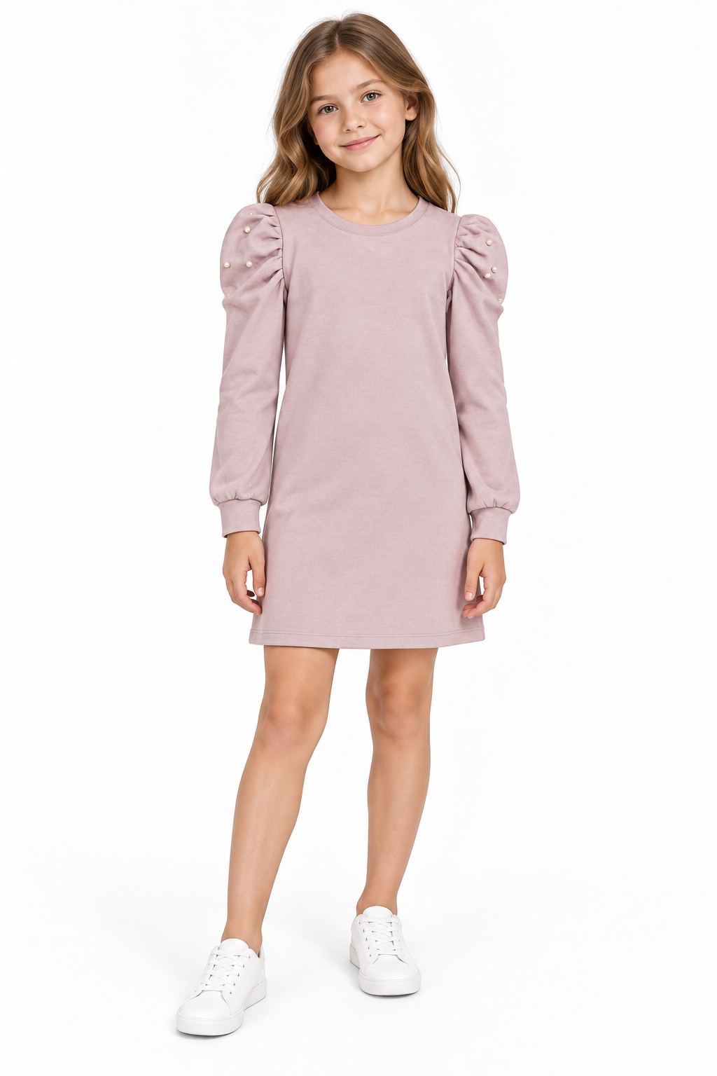 Vestido niña rosa con perlas 💗