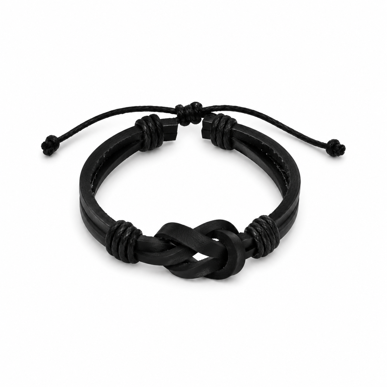 Pulsera Caballero Negra con Nudo Decorativo 🖤