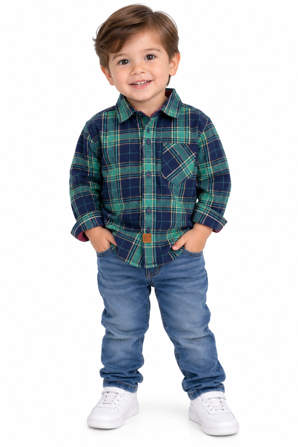 Camisa niño a cuadros con estilo moderno 💙✨