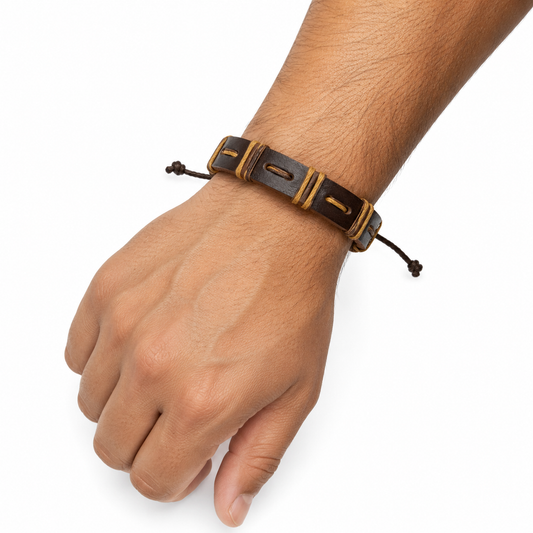 Pulsera caballero ajustable estilo artesanal 🤎