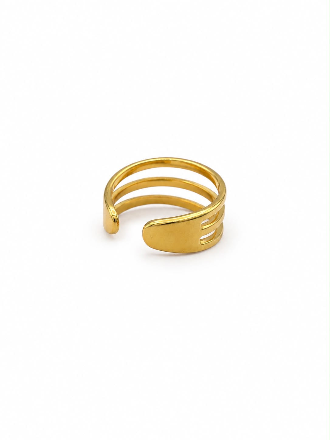 Anillo Dama dorado diseño de triple línea