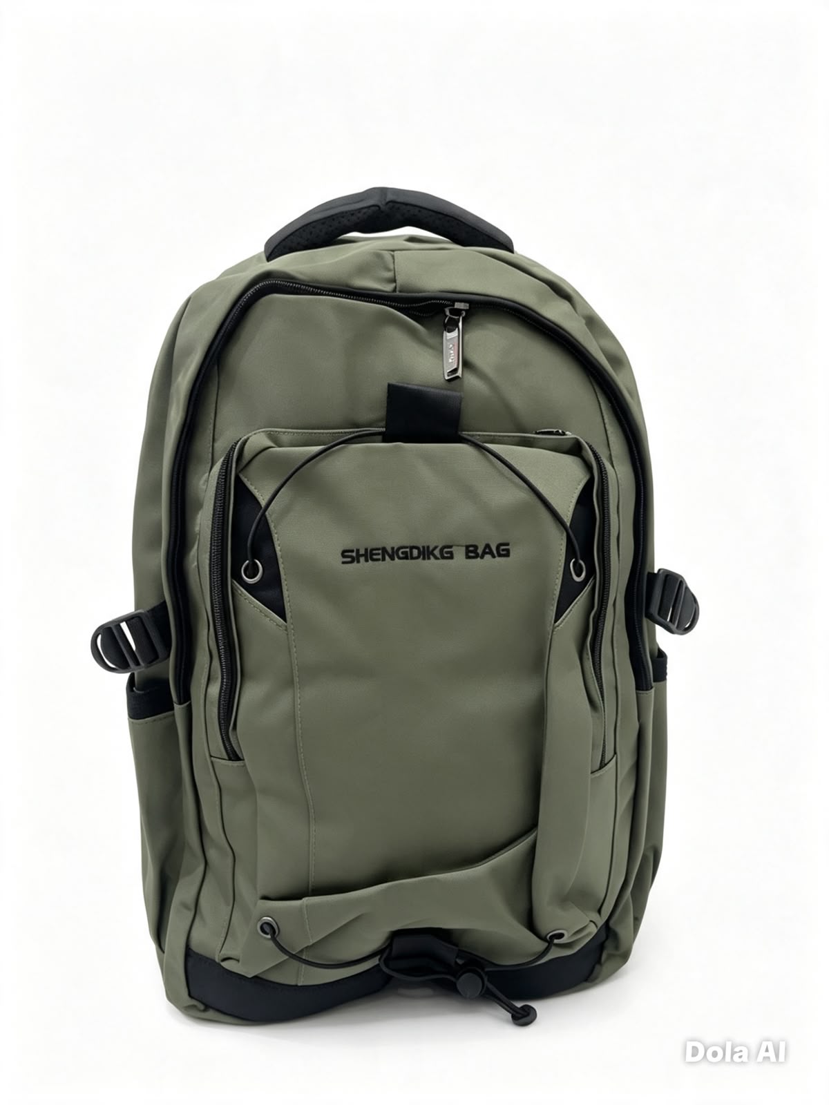 Mochila juvenil verde militar con diseño urbano