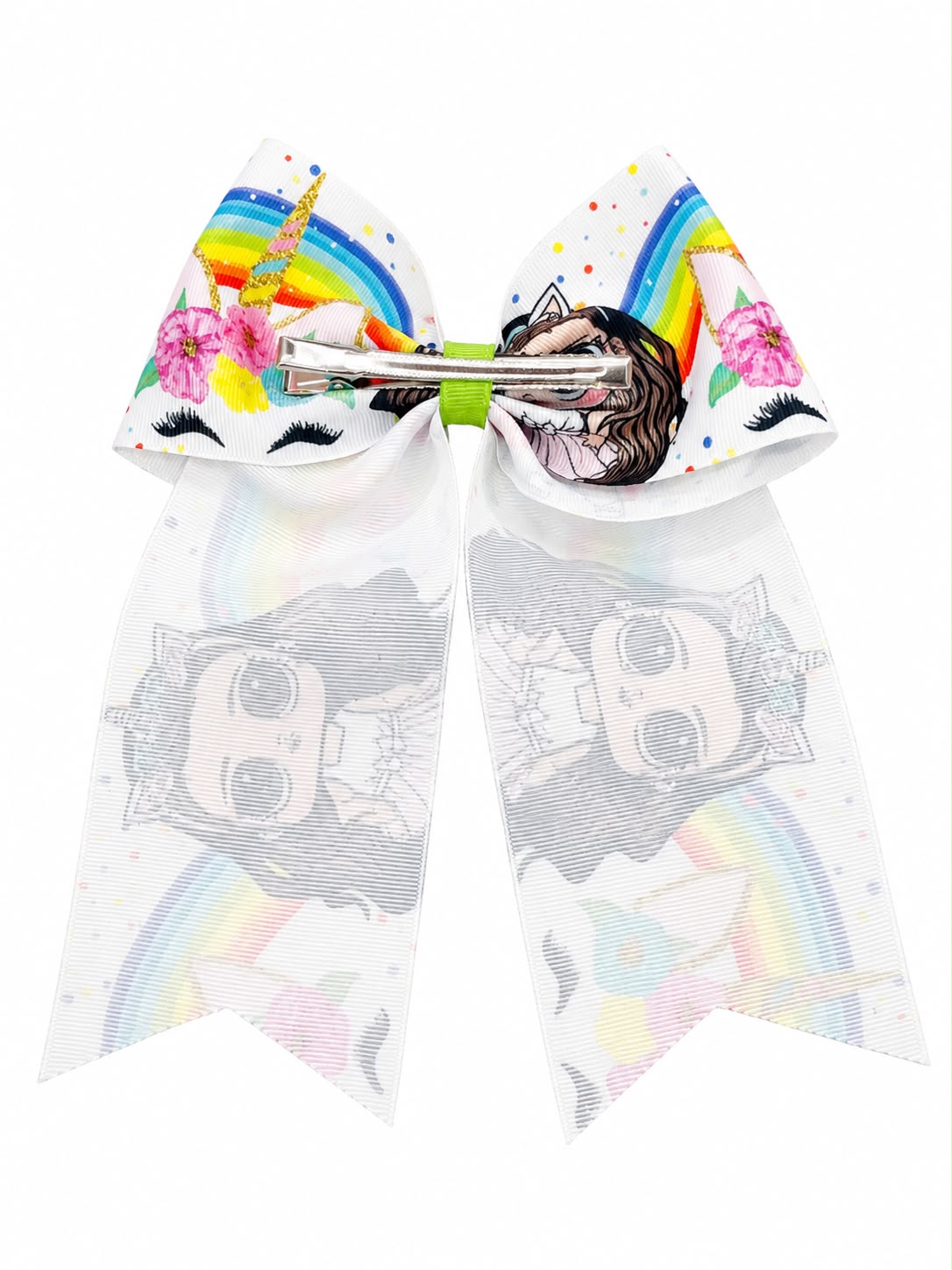 Moño niña arcoíris con muñequitas y unicornios 🎀🌈🦄
