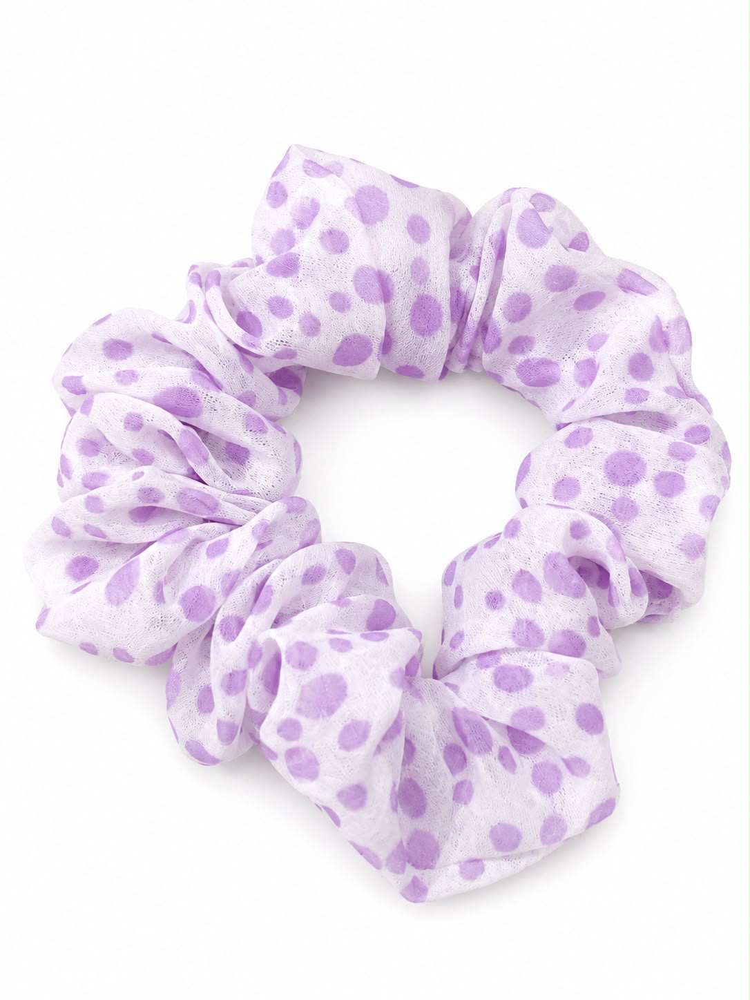 Liga cabello accesorio con lunares lilas