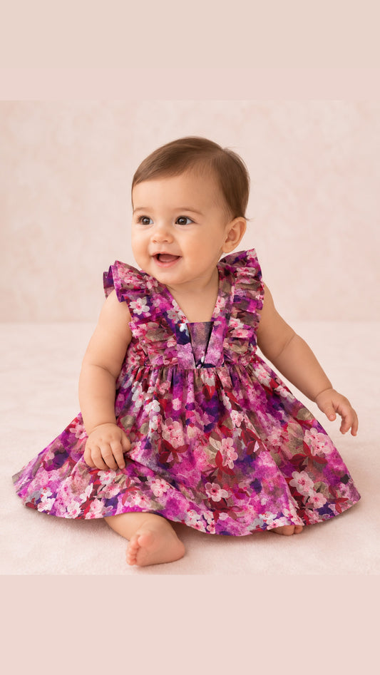 Vestido niña meses floral con olanes