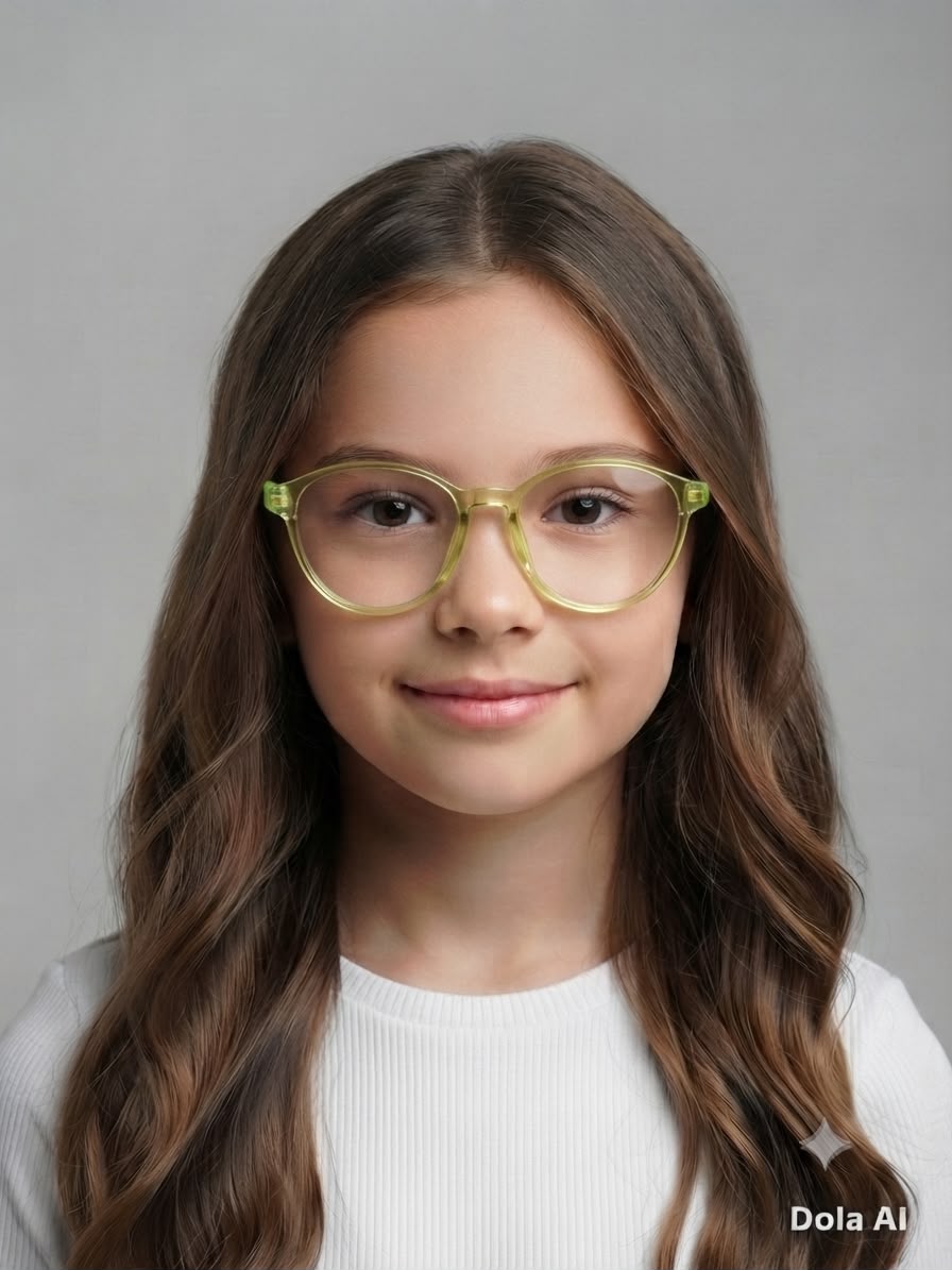 Lentes niña transparentes con varillas verde neón