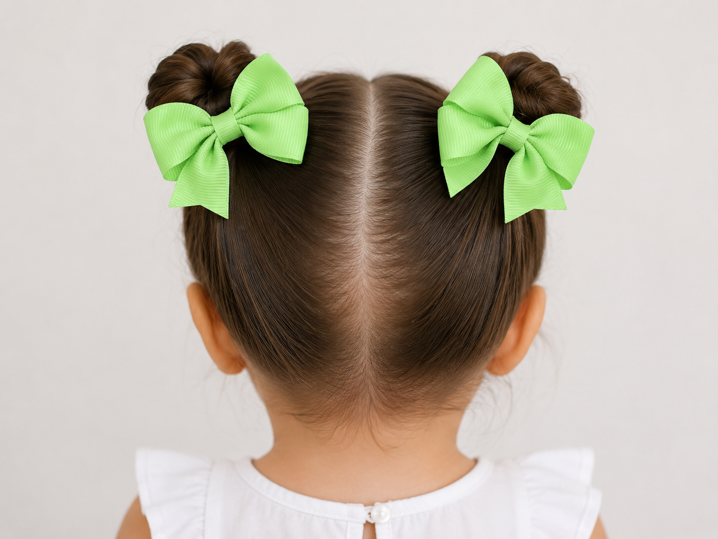 Moño par niña verde neón