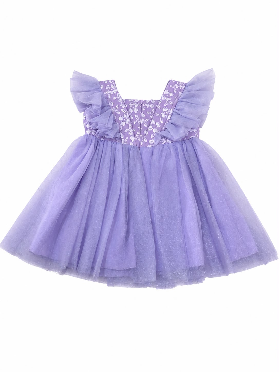 Vestido niña meses de tul con flores – Color lila