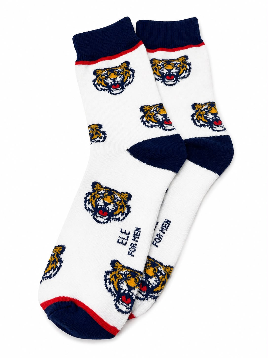 Calcetas largas blancas con diseño de tigres
